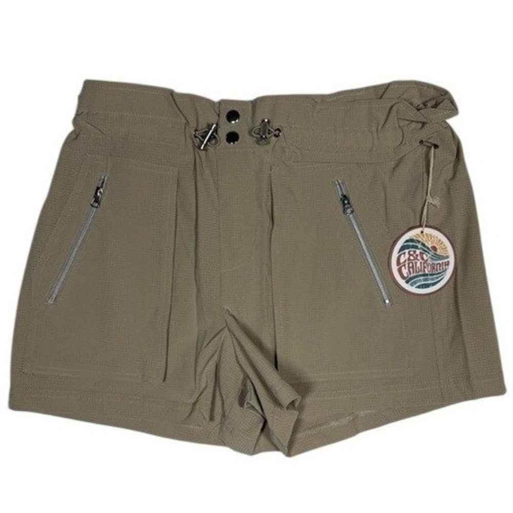C&C California Womens Khaki Utility Cargo Shorts Perforated Ripstop Size M NWT